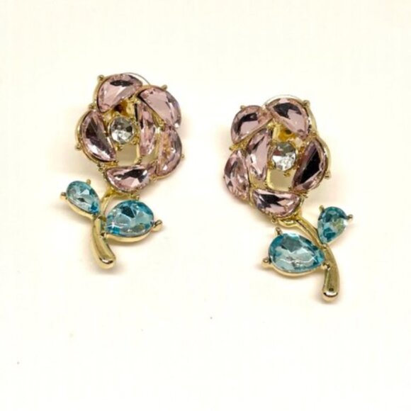 ⭐💍 FREE Baguette Flower Floral Hipster Plant Chic Glam Stud Artsy Hip Earrings - Picture 3 of 9